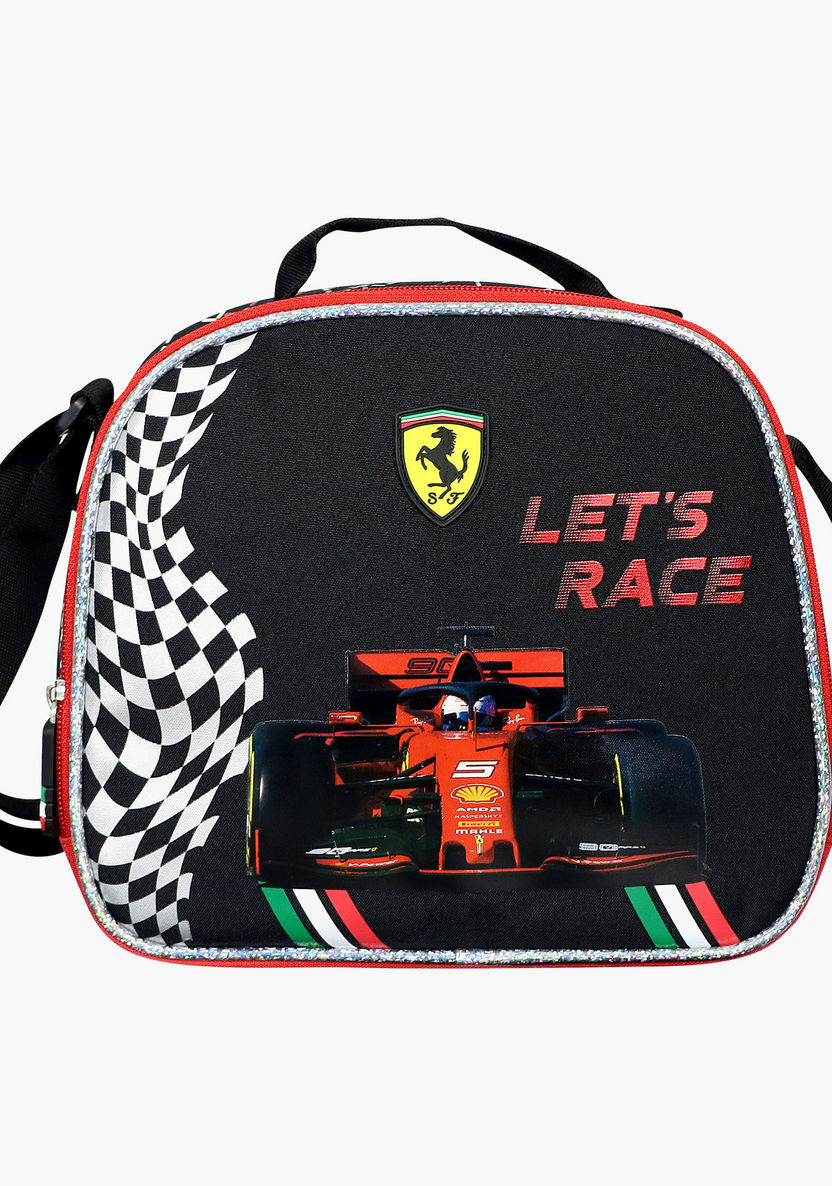 Ferrari Print Lunch Bag with Strap and Zip Closure-Lunch Bags-image-0