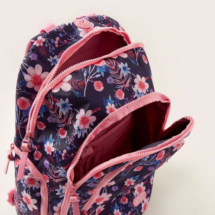 ROCO Floral Print Backpack with Pencil Case - 18 inches