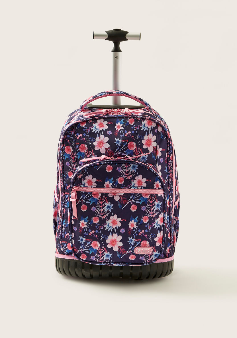 ROCO Floral Print Trolley Backpack with Pencil Case - 20 inches-Trolleys-image-0
