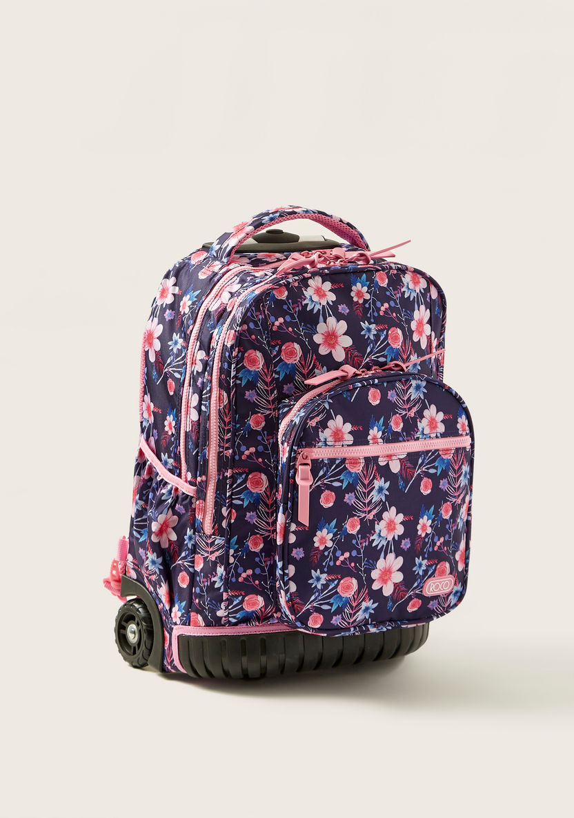 ROCO Floral Print Trolley Backpack with Pencil Case - 20 inches-Trolleys-image-1