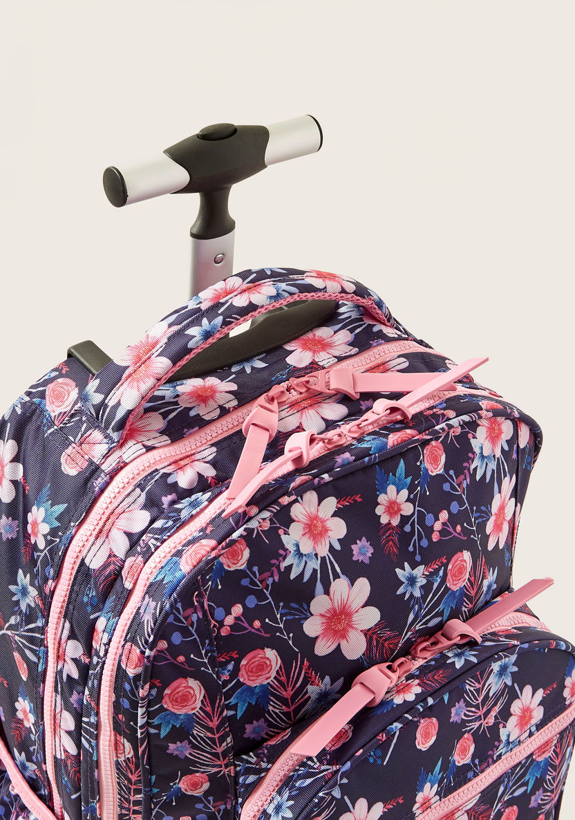 ROCO Floral Print Trolley Backpack with Pencil Case - 20 inches-Trolleys-image-2