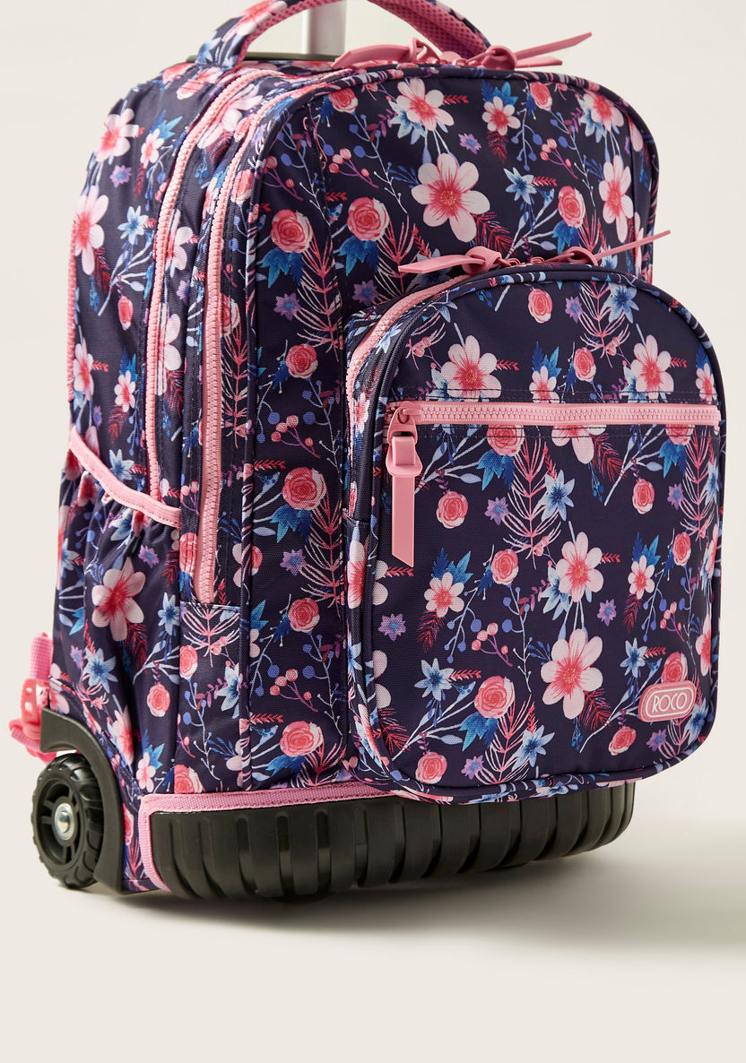 ROCO Floral Print Trolley Backpack with Pencil Case - 20 inches-Trolleys-image-3