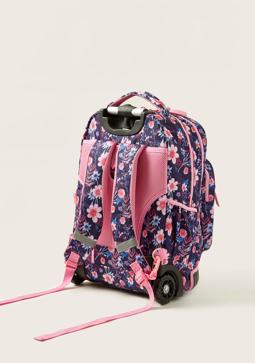 ROCO Floral Print Trolley Backpack with Pencil Case - 20 inches-Trolleys-image-4