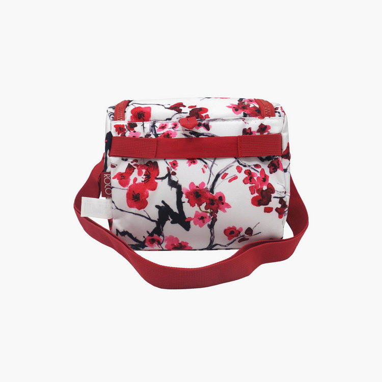 ROCO Floral Print Lunch Bag with Adjustable Strap and Zip Closure