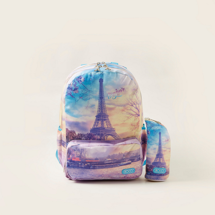 ROCO Printed Backpack with Pencil Case - 18 inches