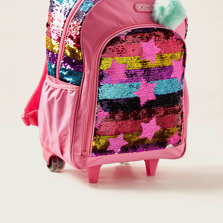 ROCO Sequin Detail Trolley Backpack with Pencil Case - 20 inches