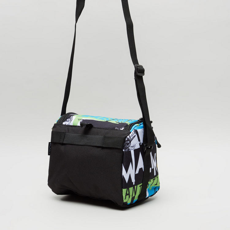 ROCO Fashion Printed Lunch Bag with Adjustable Strap and Zip Closure