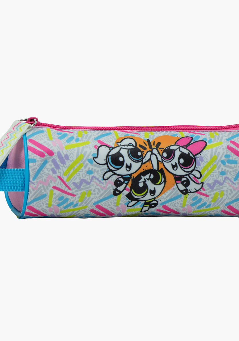 The Powerpuff Girls Print Pencil Case with Strap and Zip Closure-Pencil Cases-image-0