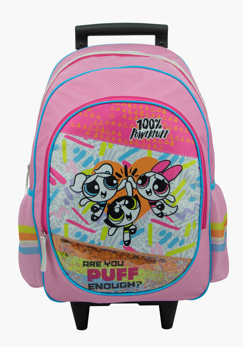 The Powerpuff Girls Print Trolley Backpack - 18 inches-Trolleys-image-1