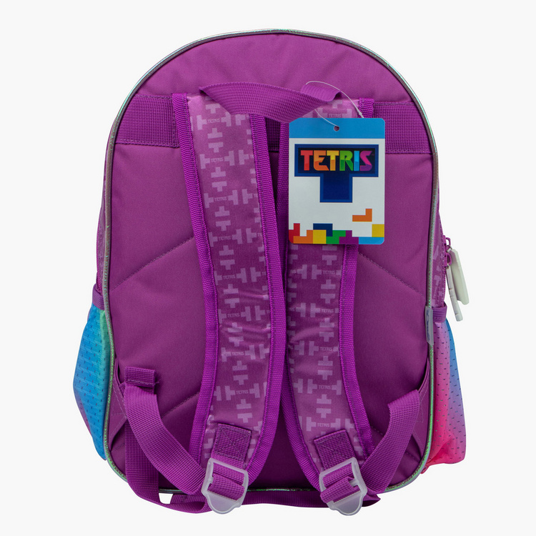 Tetris Print Backpack with Adjustable Straps - 14 inches