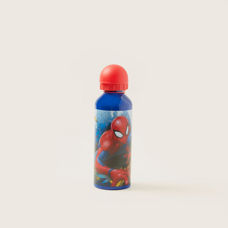 Spider-Man Print Water Bottle with Cap