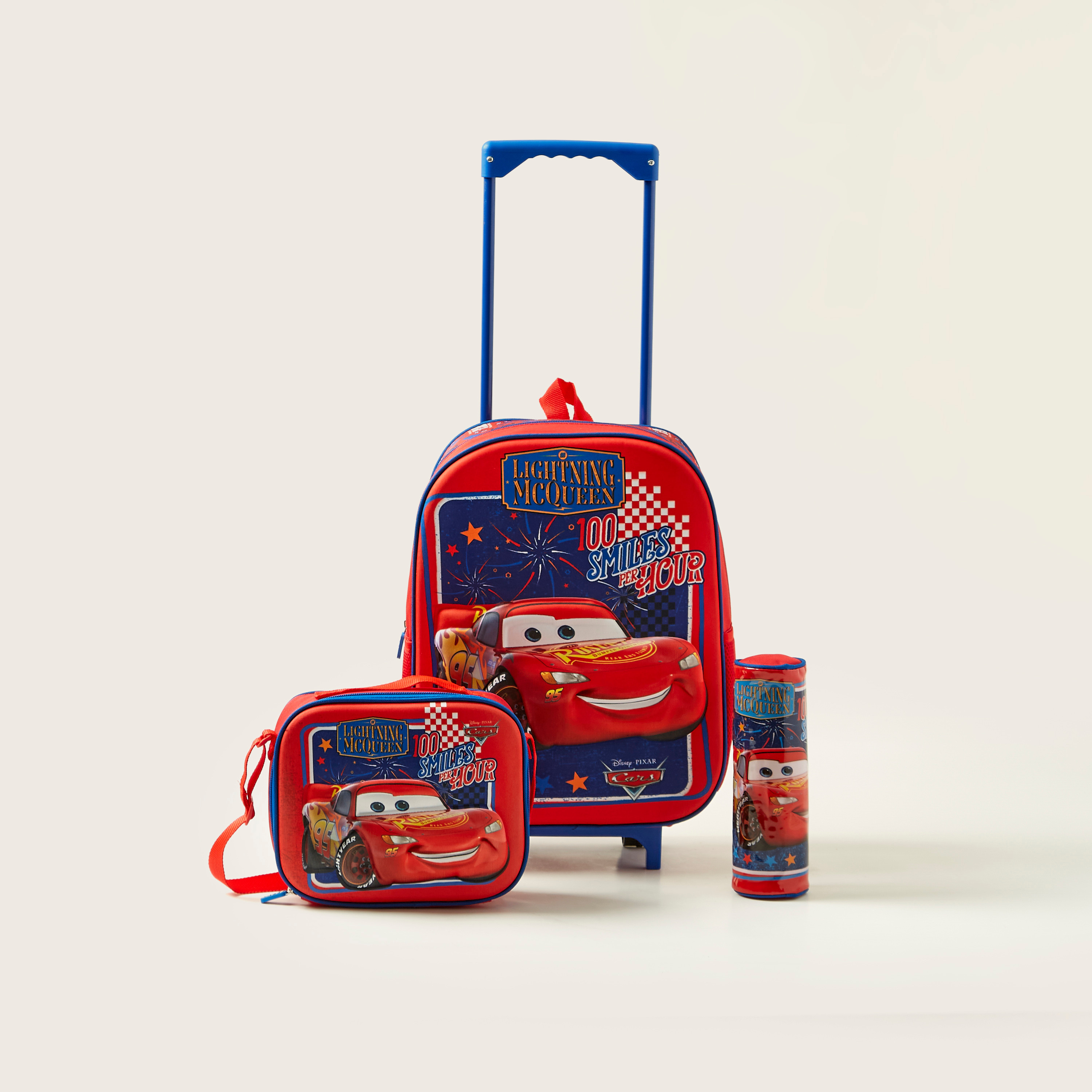 طقم شنط ظهر بعجلات 3 قطع بطبعات كارز من ديزني - 16 بوصة-school-bagsandbackpacks-trolleybags-image-1