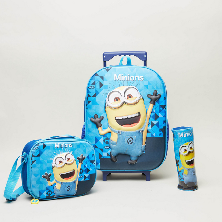 Minions Print 3-Piece Trolley Backpack Set - 16 inches