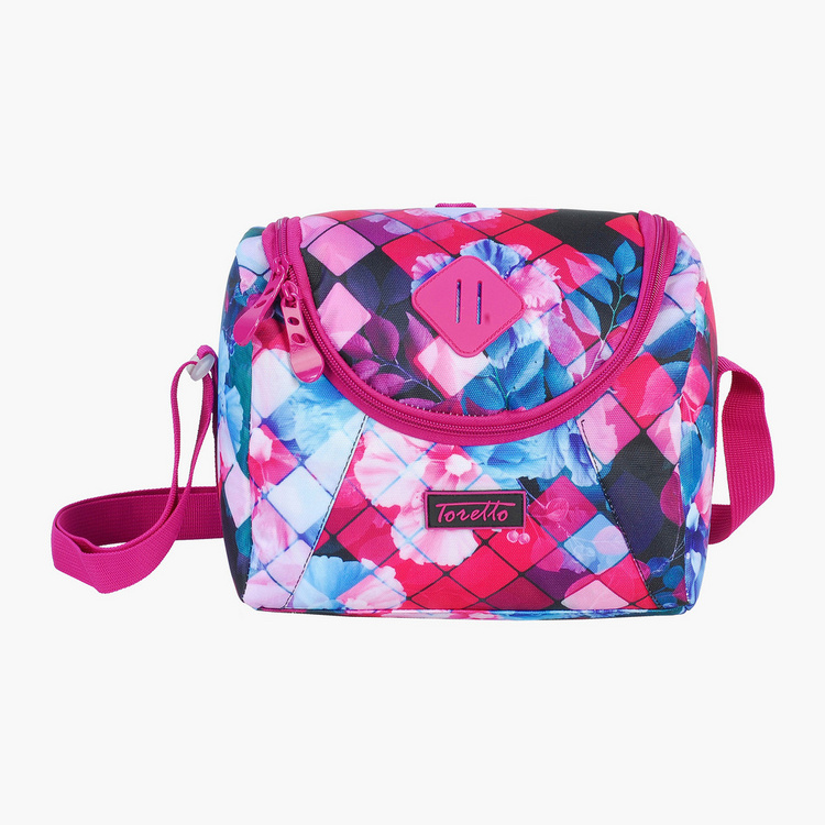 Toretto Printed Lunch Bag with Adjustable Strap and Zip Closure
