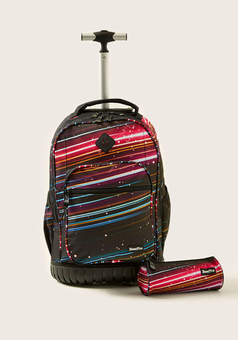 Toretto Printed Trolley Backpack with Pencil Case - 14 inches-Trolleys-image-0
