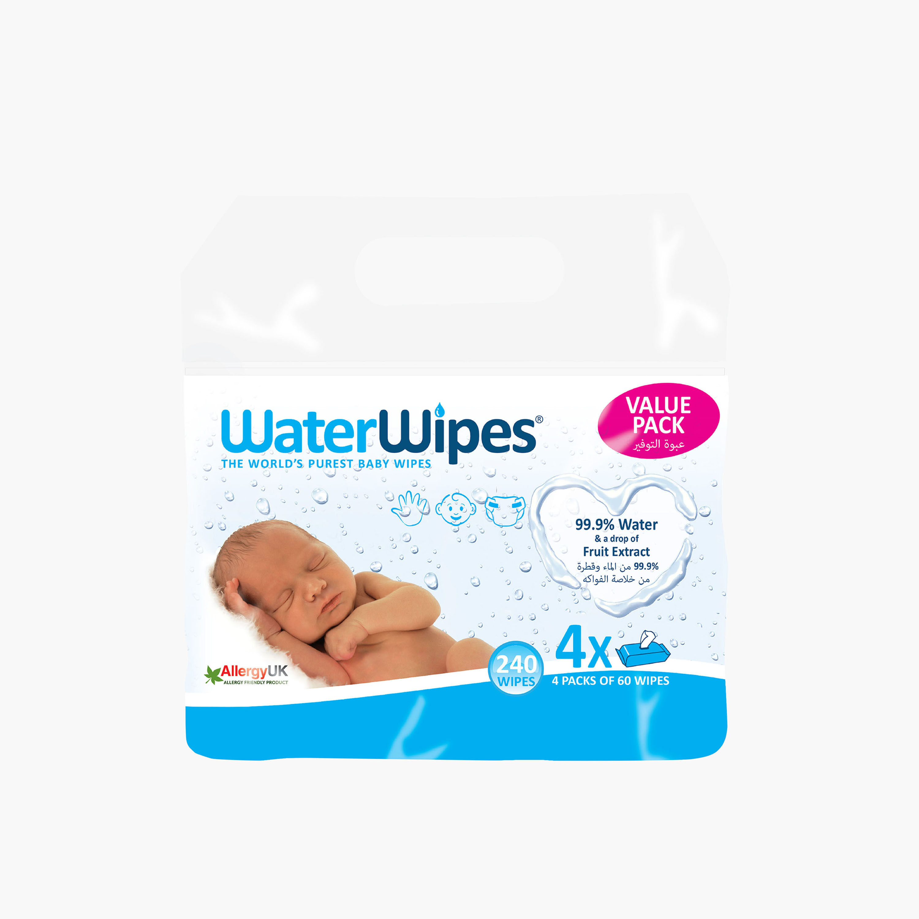 مناديل مبللة للأطفال أوريجينال من ووتر وايبس - عبوة اقتصادية 240 منديلاً-baby-bathandcare-wipes-image-2