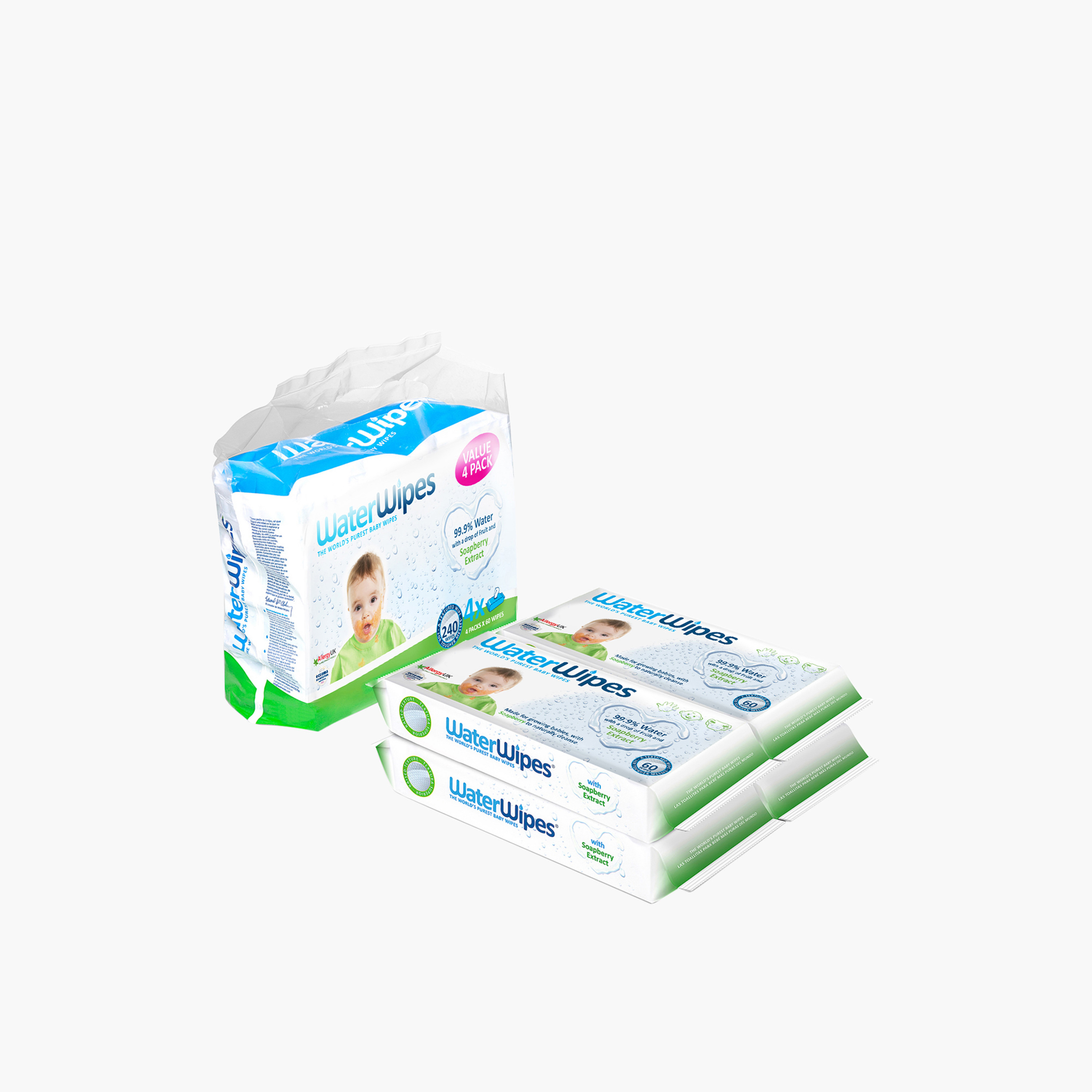 مناديل مبللة للأطفال سوب بيري  من ووتر وايبس - عبوة اقتصادية 240 منديلاً-baby-bathandcare-wipes-image-1