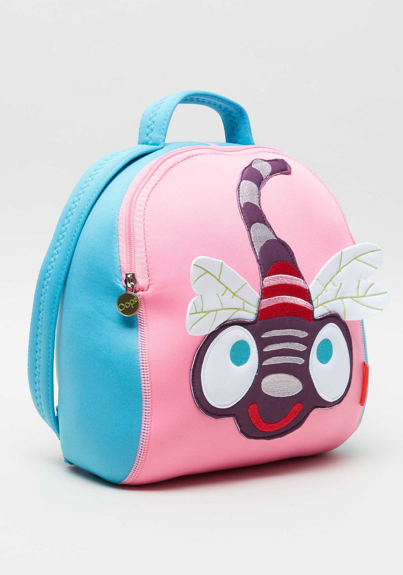 OOPS Textured Backpack with Applique Detail - 12 inches-Backpacks-image-1