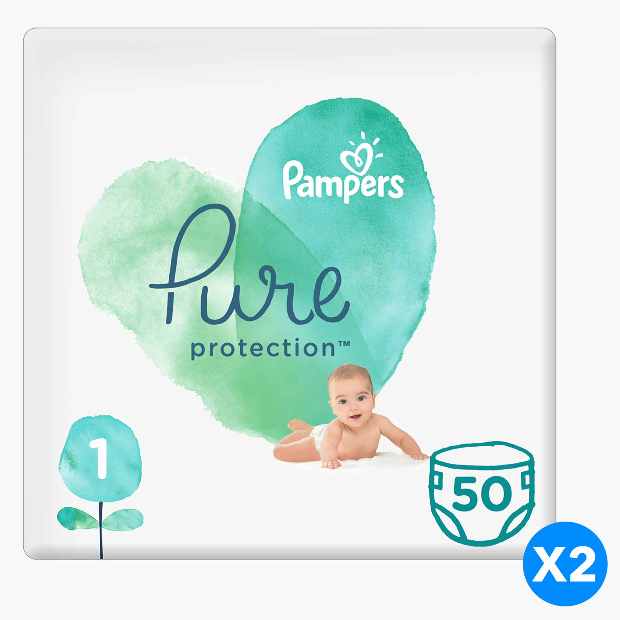 Pampers pure protection size 1 hot sale 102 nappies