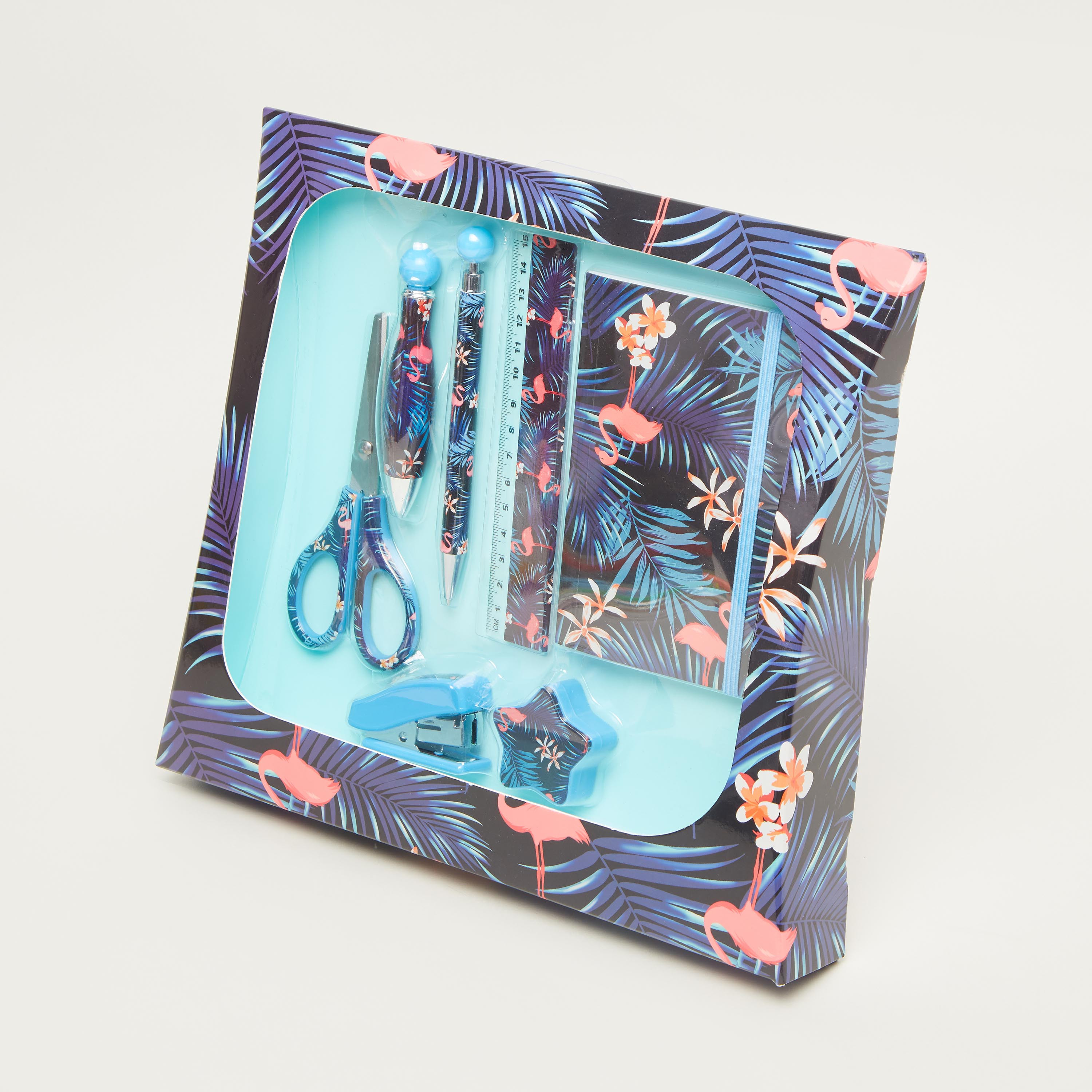 Flamingo Print 7-Piece Stationery Set-school-stationery-sets-image-1