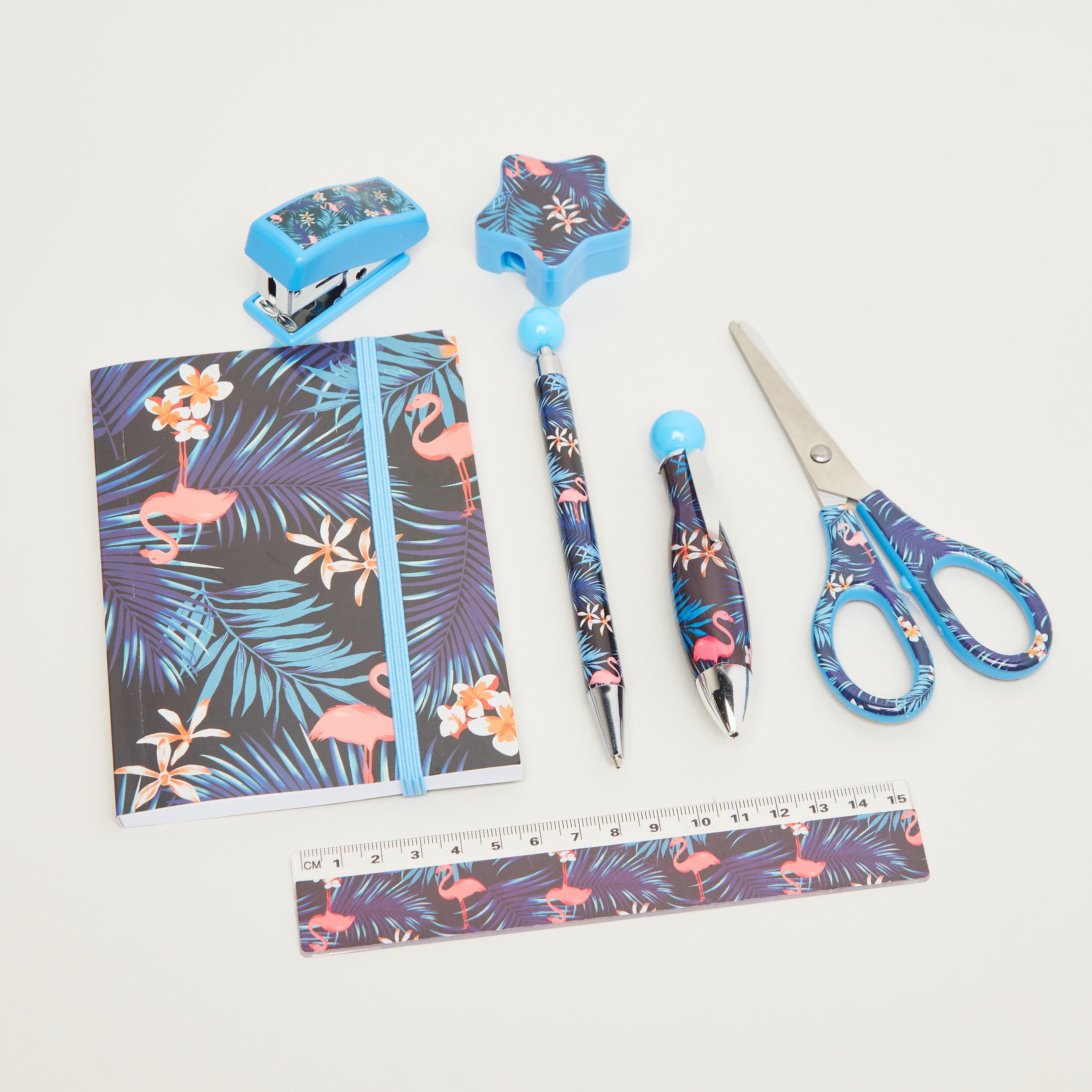 Flamingo Print 7-Piece Stationery Set-school-stationery-sets-image-2