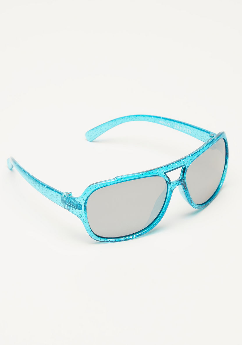 Juniors Full Rim Glitter Accent Sunglasses with Nose Pads-Sunglasses-image-0