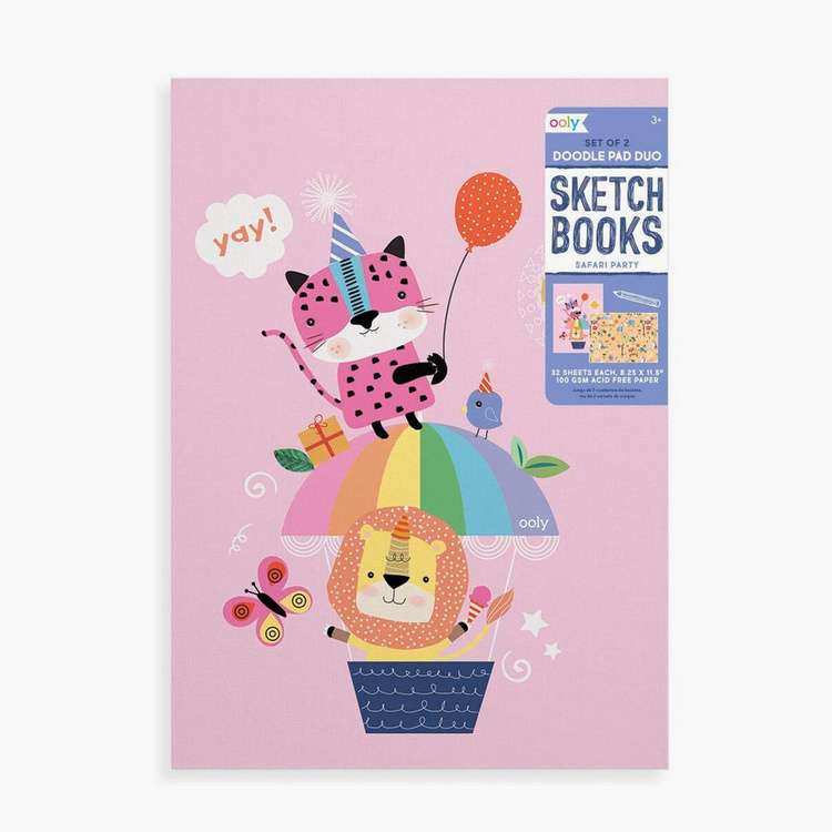 Ooly Doodle Pad Safari Print Sketchbooks - Set of 2