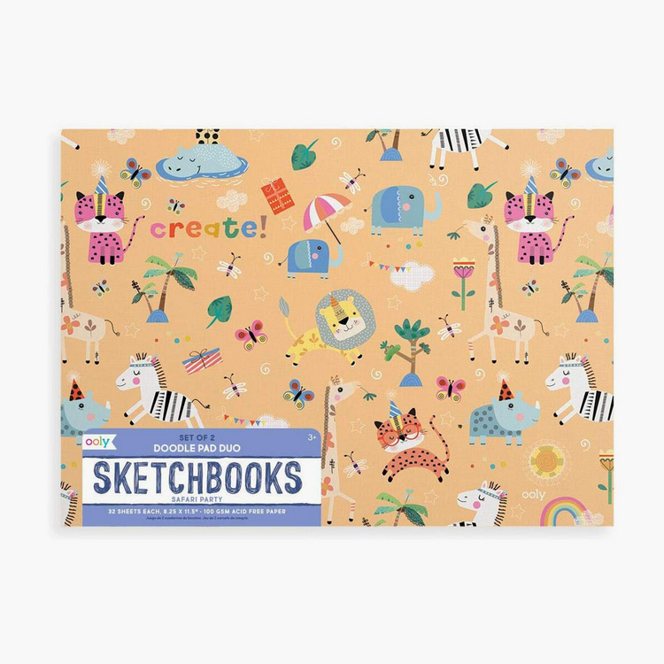 Ooly Doodle Pad Safari Print Sketchbooks - Set of 2