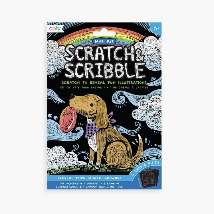OOLY Playful Pups Mini Scratch & Scribble 7-Piece Art Kit