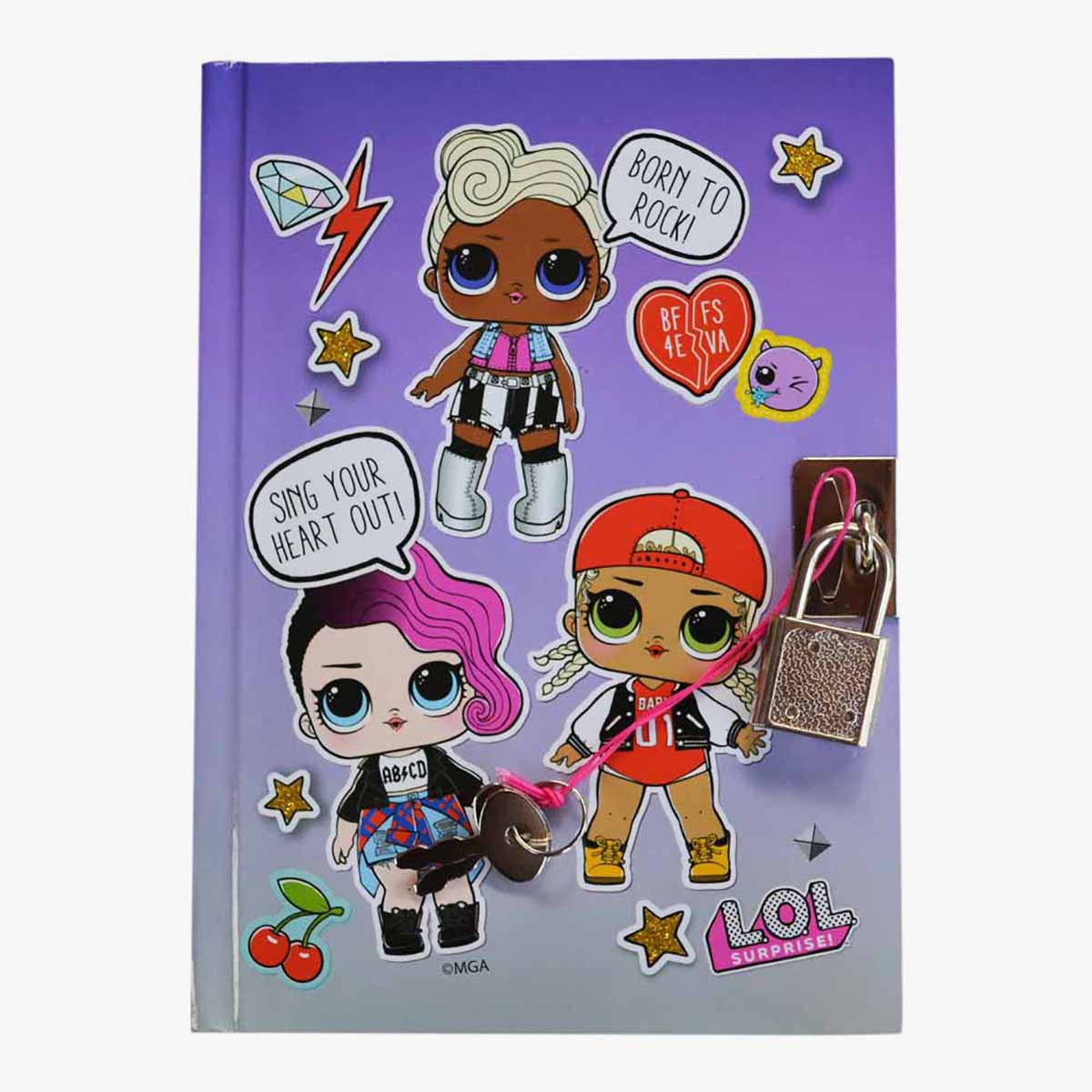 دفتر ملاحظات بسطور فردية وقفل ومفتاح من إل أو إل سوربرايز!-school-stationery-notebooks-image-1