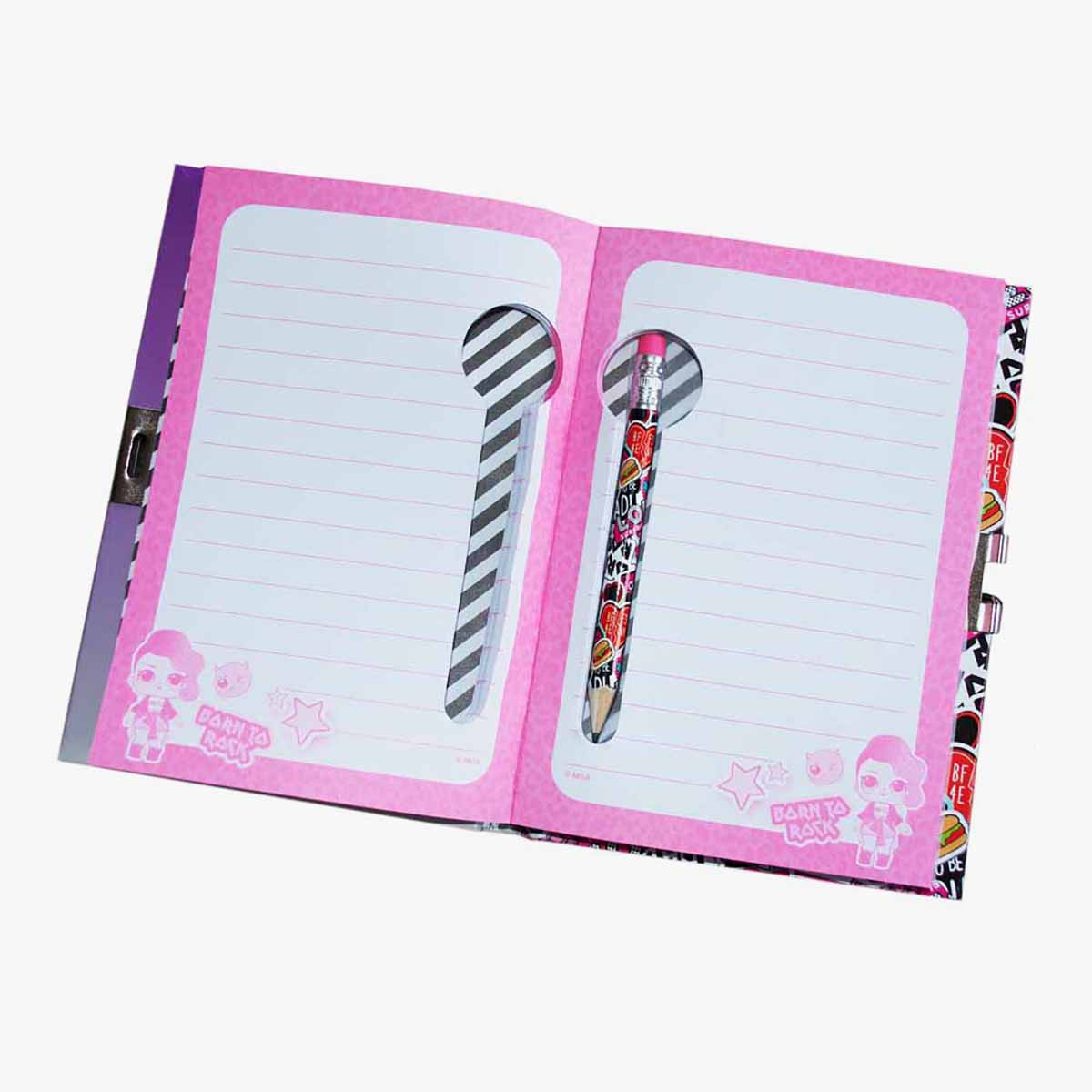 دفتر ملاحظات بسطور فردية وقفل ومفتاح من إل أو إل سوربرايز!-school-stationery-notebooks-image-2