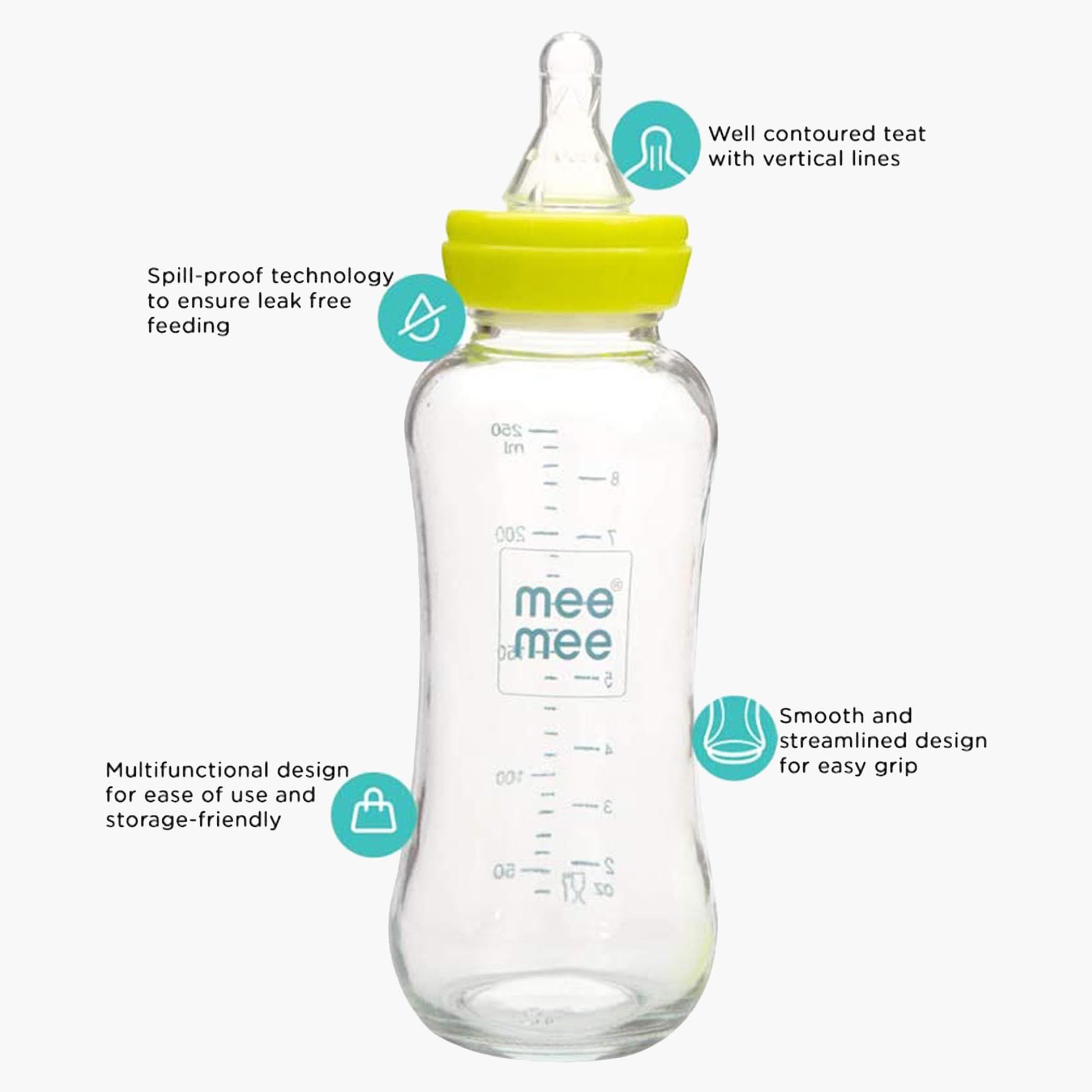 MeeMee Premium Glass Feeding Bottle - 250 ml-baby-feeding-feedingbottles-bottlesandteats-image-2