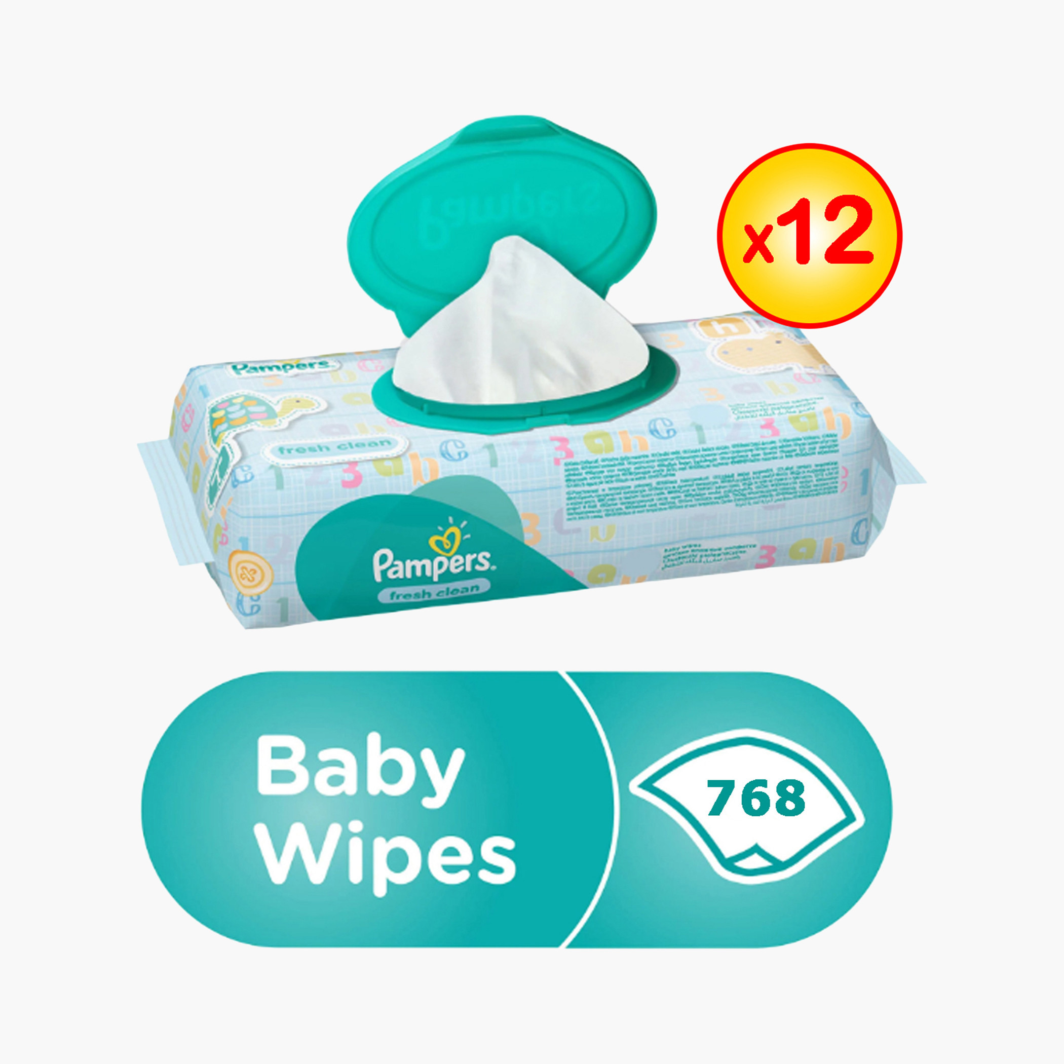 مناديل مبلّلة للأطفال فريش كلين 768- قطعة من بامبرز- اشتري 10 واحصلي على 2 مجانًا-baby-bathandcare-wipes-image-1