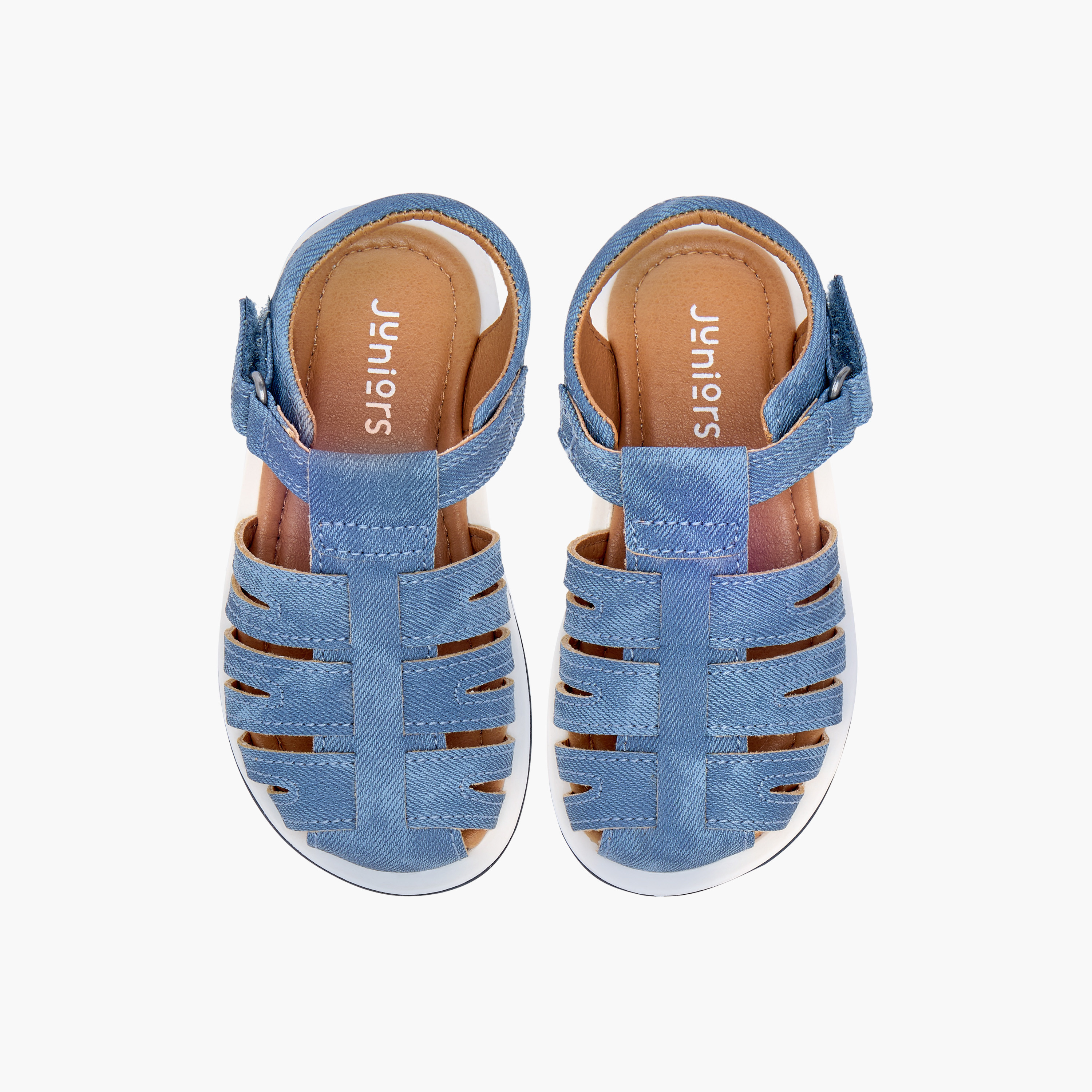 Juniors Textured Caged Sandals with Hook and Loop Closure-boys-shoes-sandals-image-1