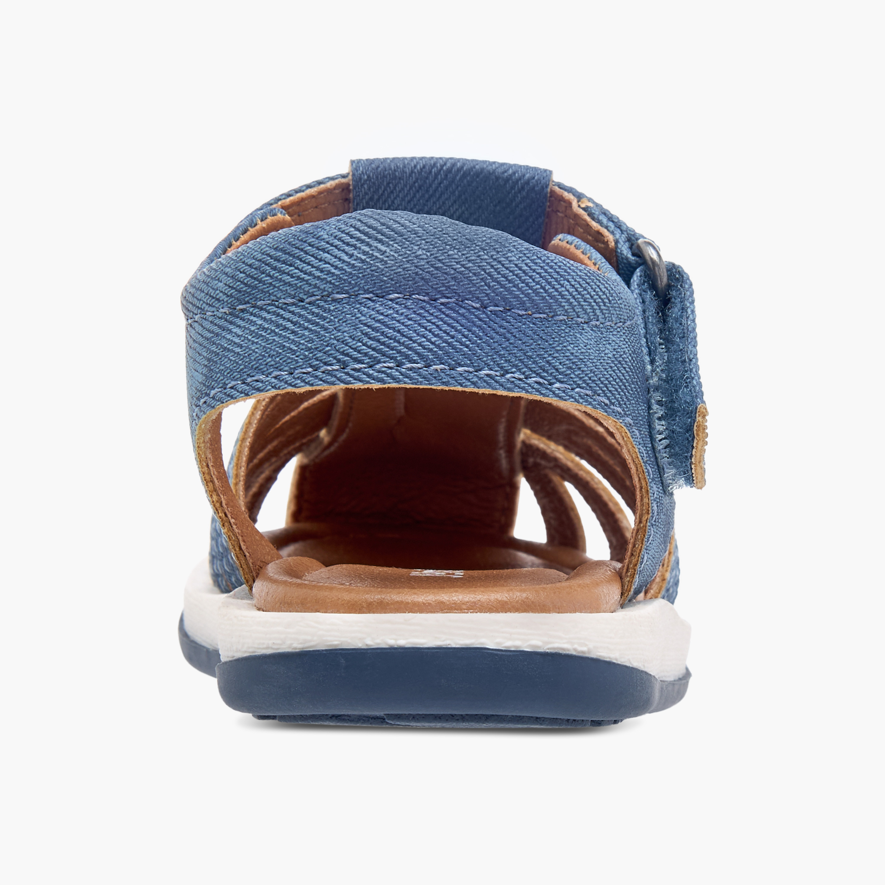 Juniors Textured Caged Sandals with Hook and Loop Closure-boys-shoes-sandals-image-4