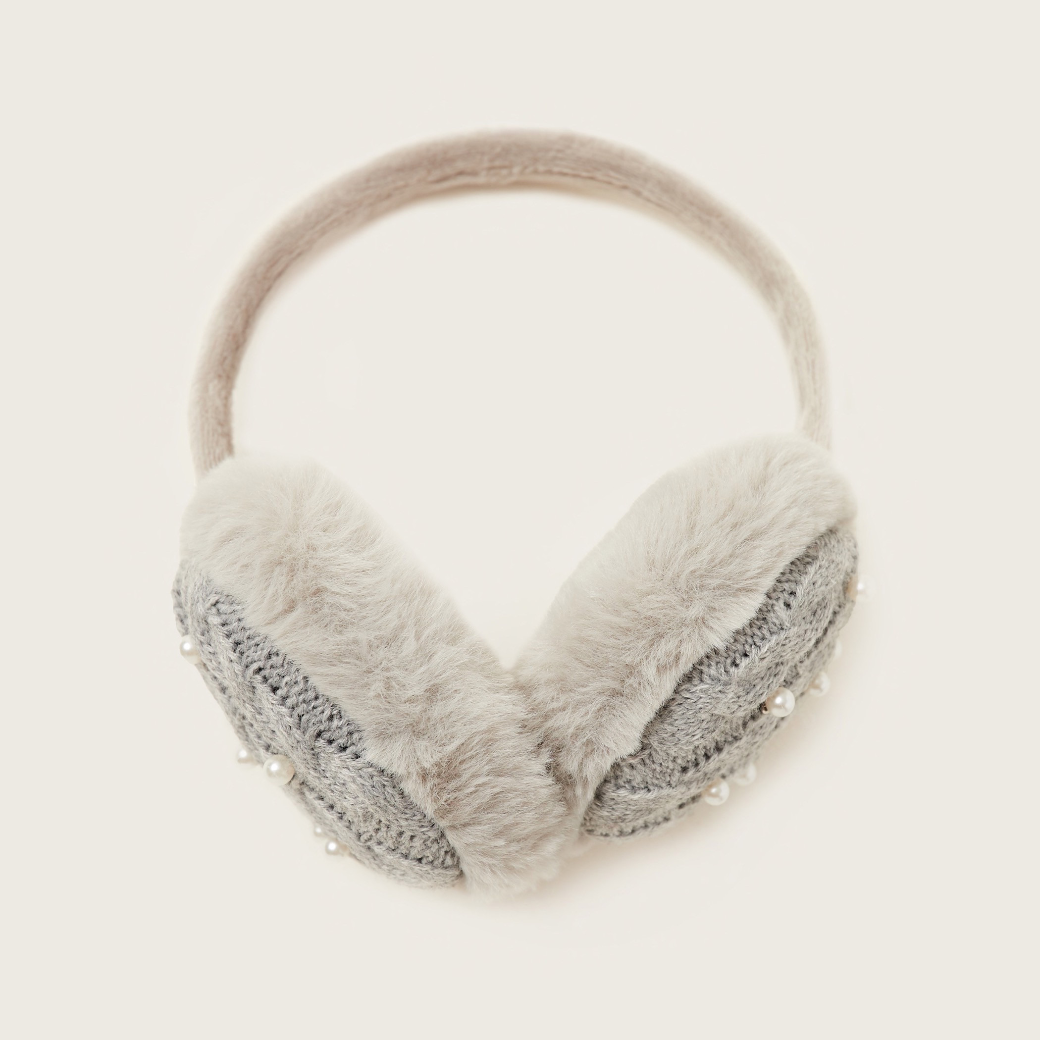 Juniors Plush Earmuffs with Pearl Detail-girls-clothing-winterwear-winteraccessories-image-3