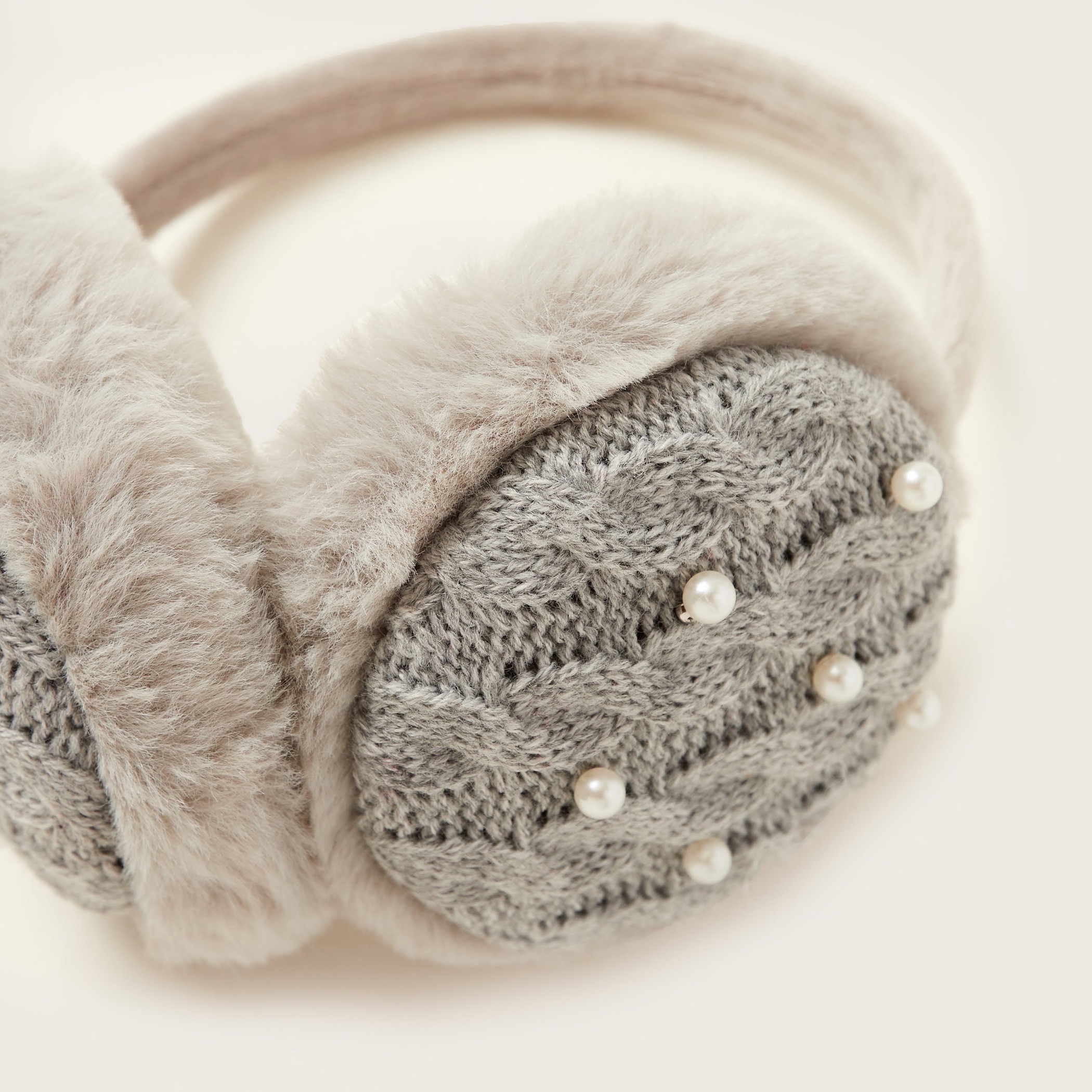 Juniors Plush Earmuffs with Pearl Detail-girls-clothing-winterwear-winteraccessories-image-4
