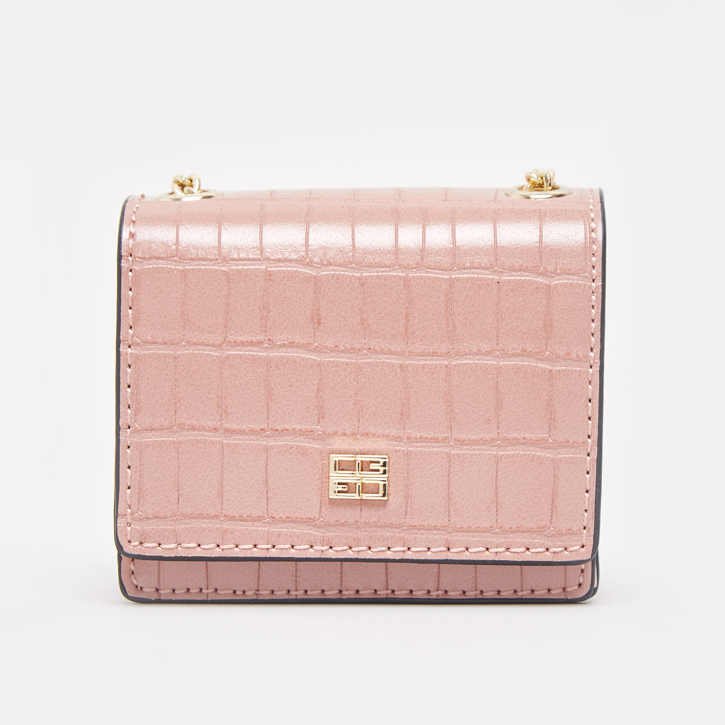 Chrisbella Crocodile Textured Crossbody Bag with Chain-Link Strap-women-bagsandwallets-handbags-image-1