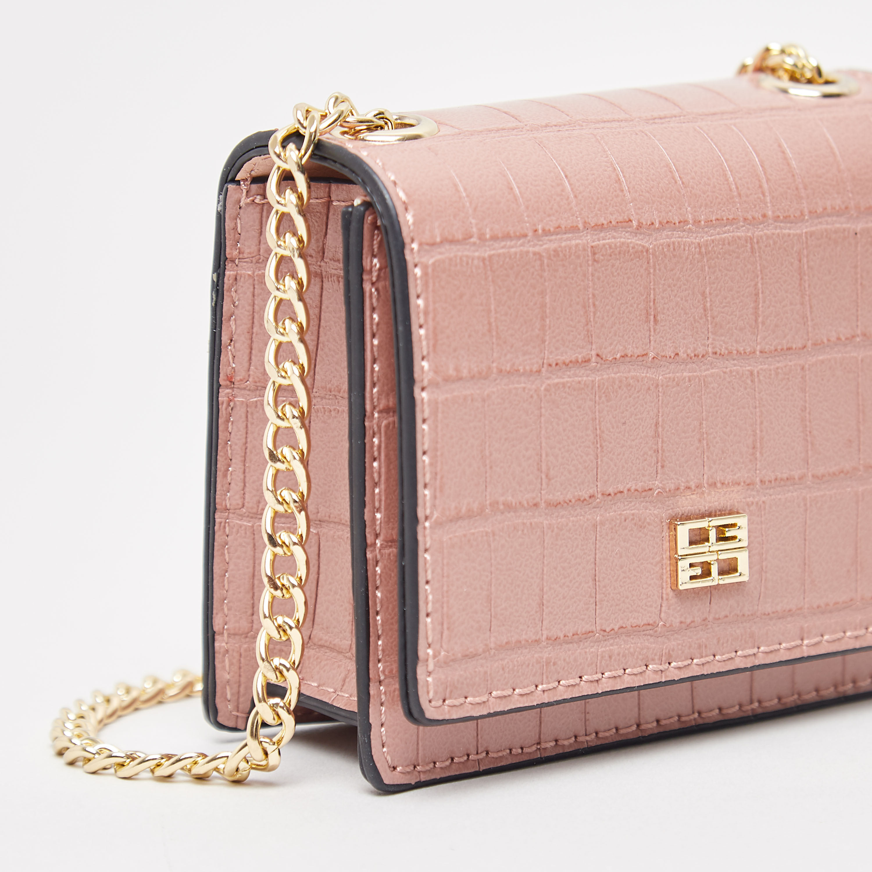 Chrisbella Crocodile Textured Crossbody Bag with Chain-Link Strap-women-bagsandwallets-handbags-image-2