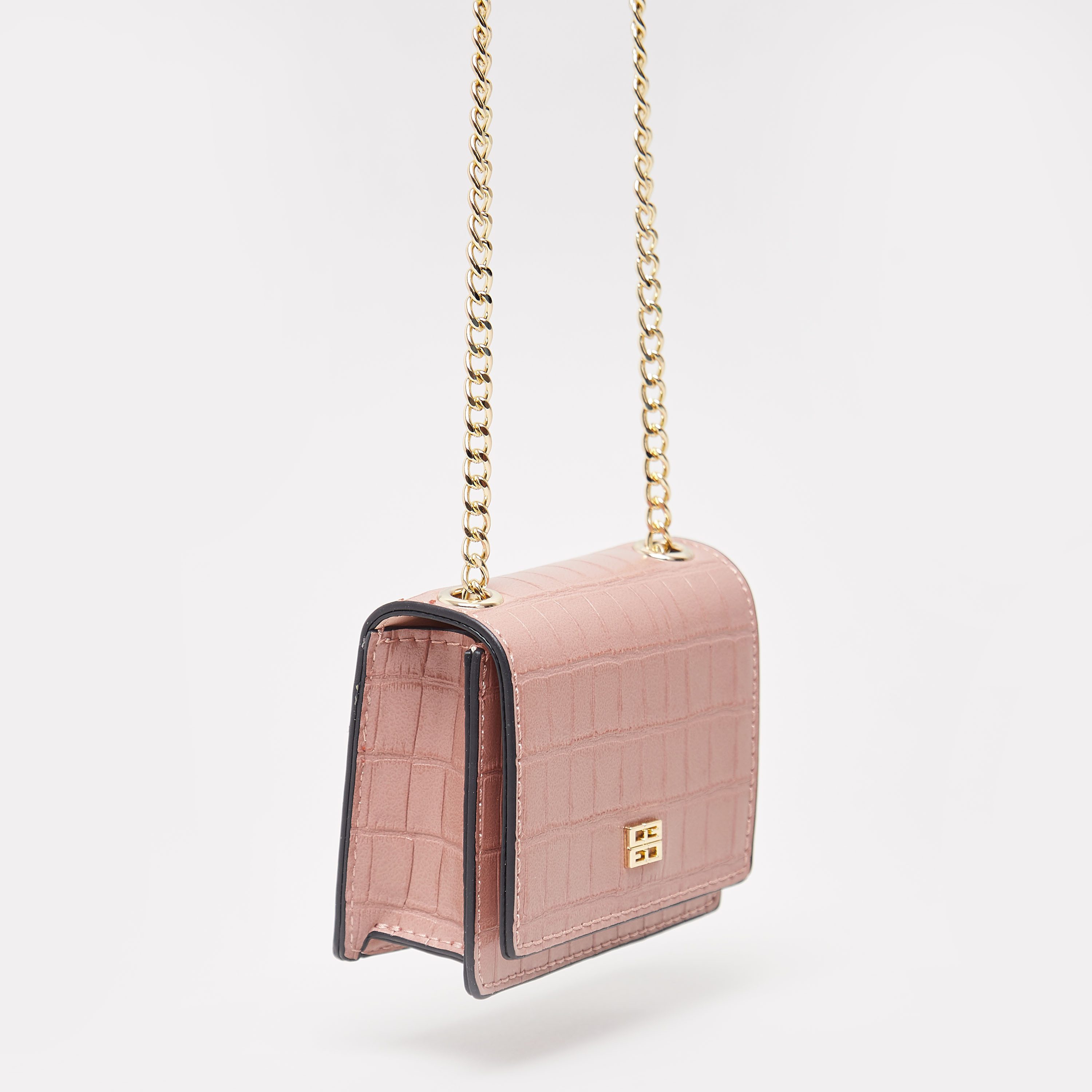 Chrisbella Crocodile Textured Crossbody Bag with Chain-Link Strap-women-bagsandwallets-handbags-image-4