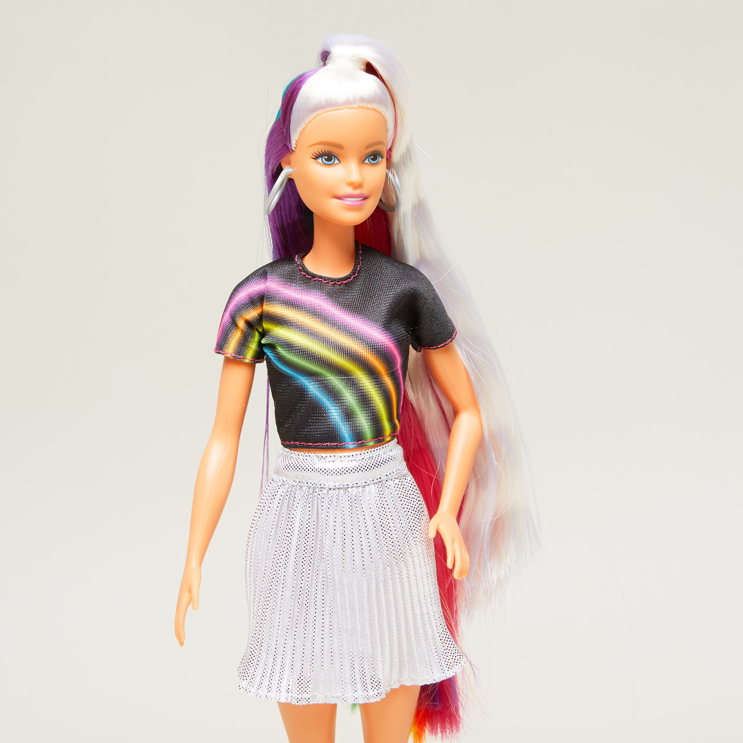 Barbie with cheap rainbow glitter hair