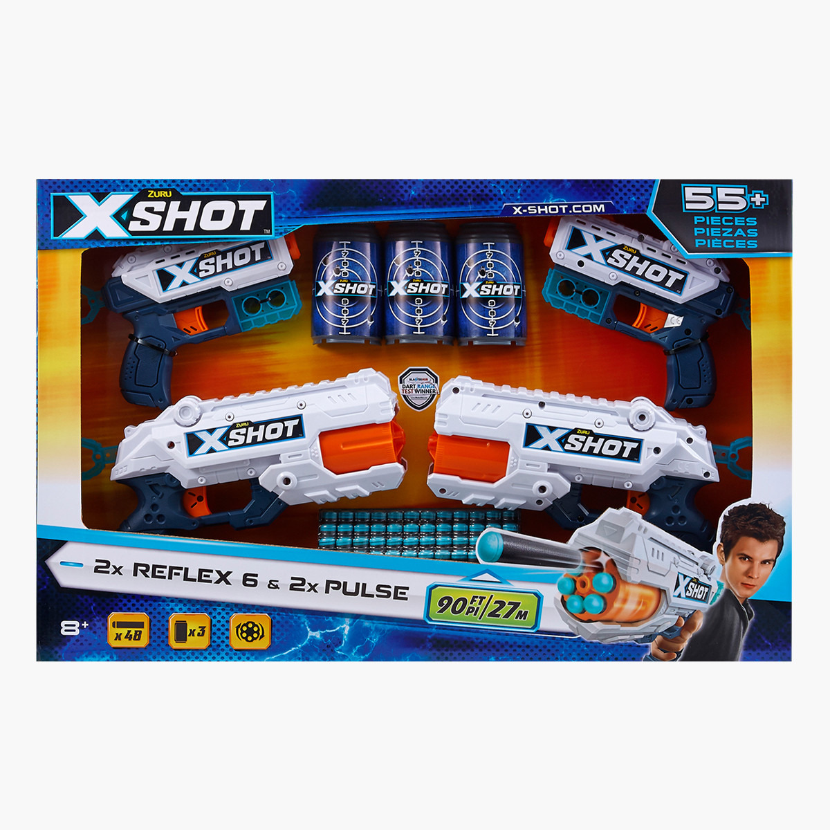 حزمة مسدسات إكسل كومبو من إكس شوت (2 كيك باك 2 ريفلكس 3 عبوات 48 سهم)-toys-outdoor-gunsandfoamblasters-image-3