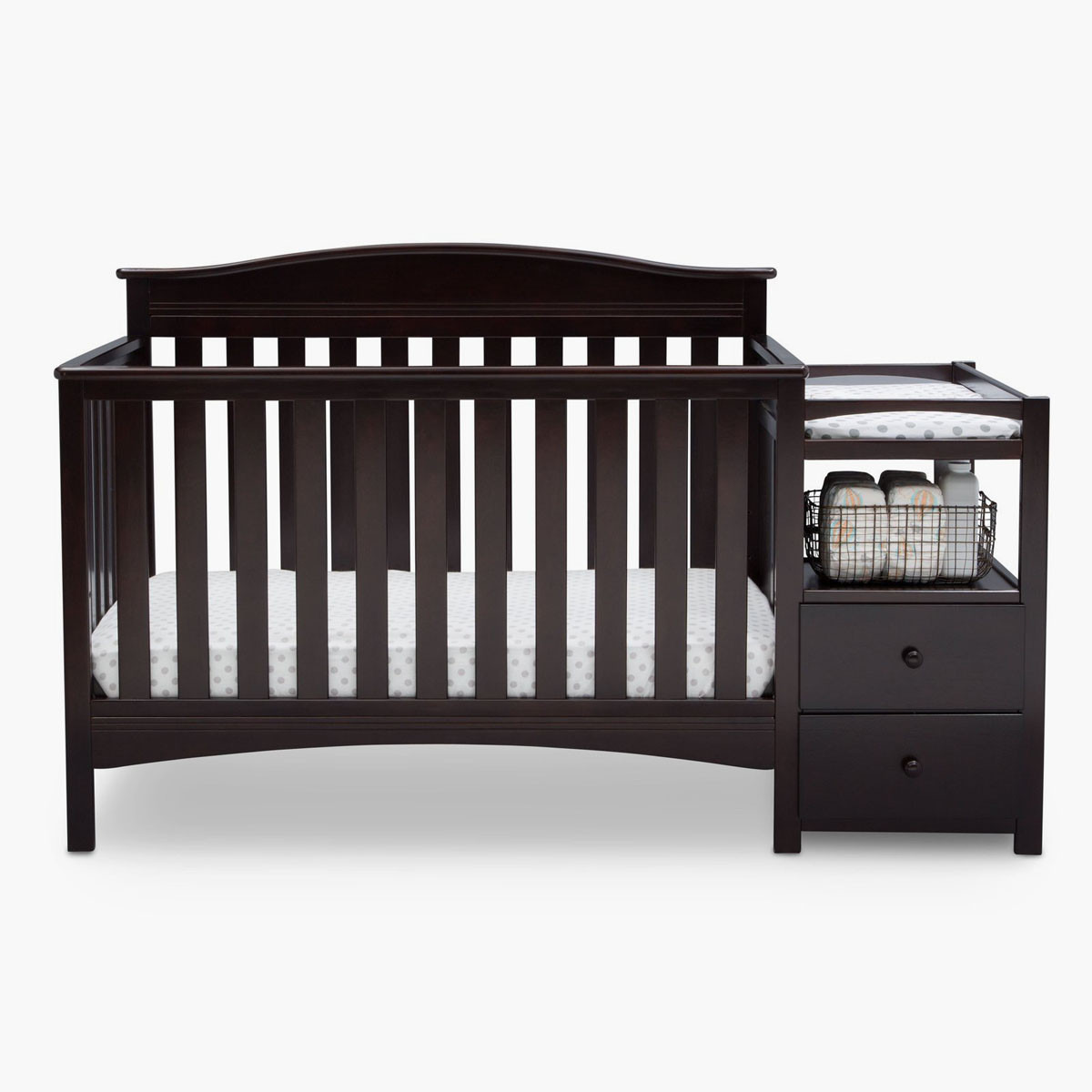 Delta convertible crib with changing outlet table