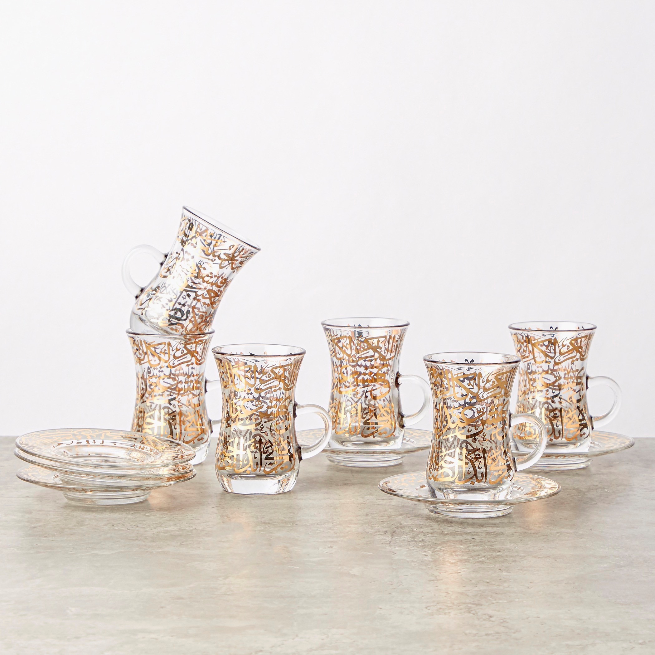 Dimlaj 12-Piece Tea Glass and Saucer Set-household-dining-teaandcoffee-teaandcoffeesets-image-2