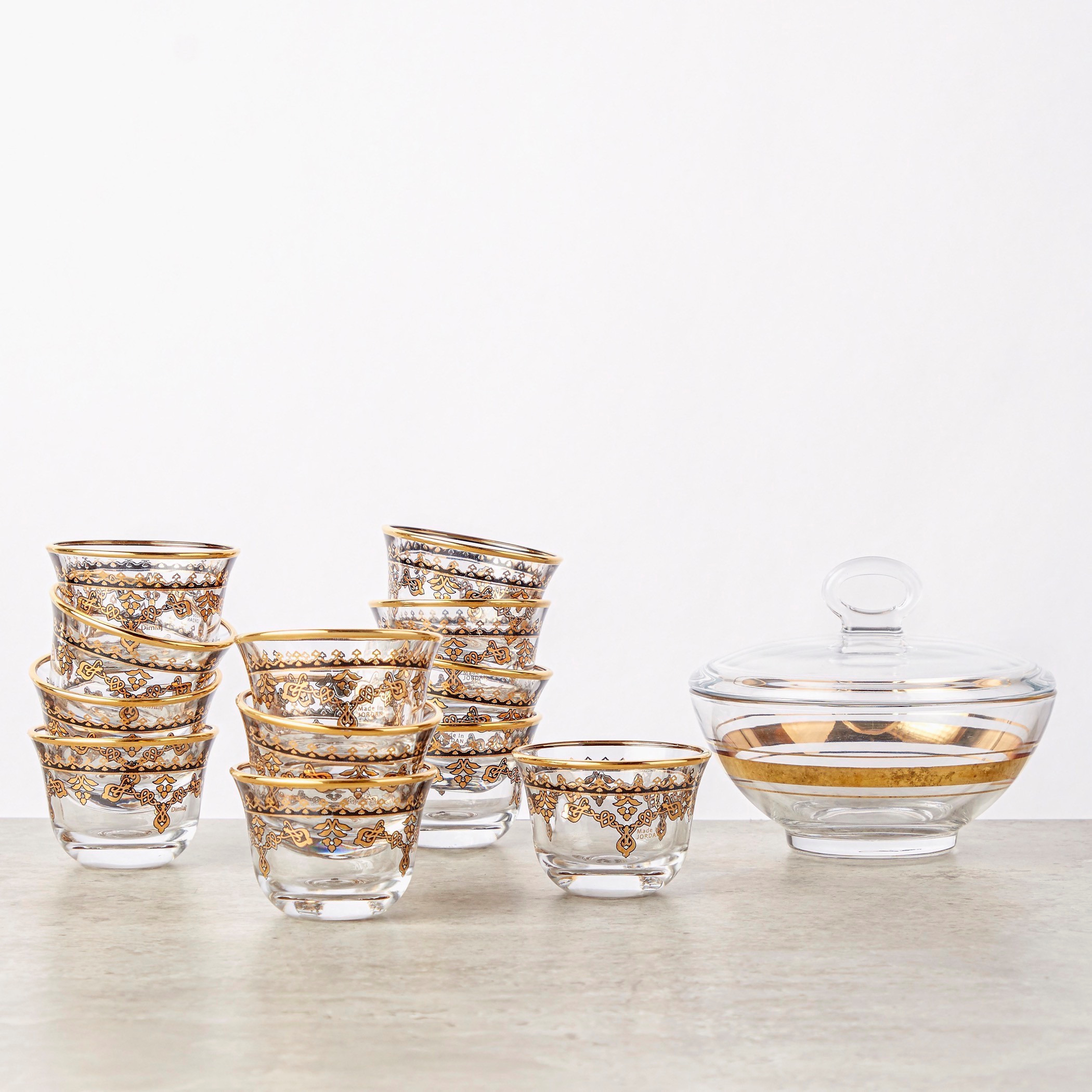 طقم أواني سكر وقهوة بطبعات من ديملاج- 14 قطعة-household-dining-glassware-drinkingglasses-image-2