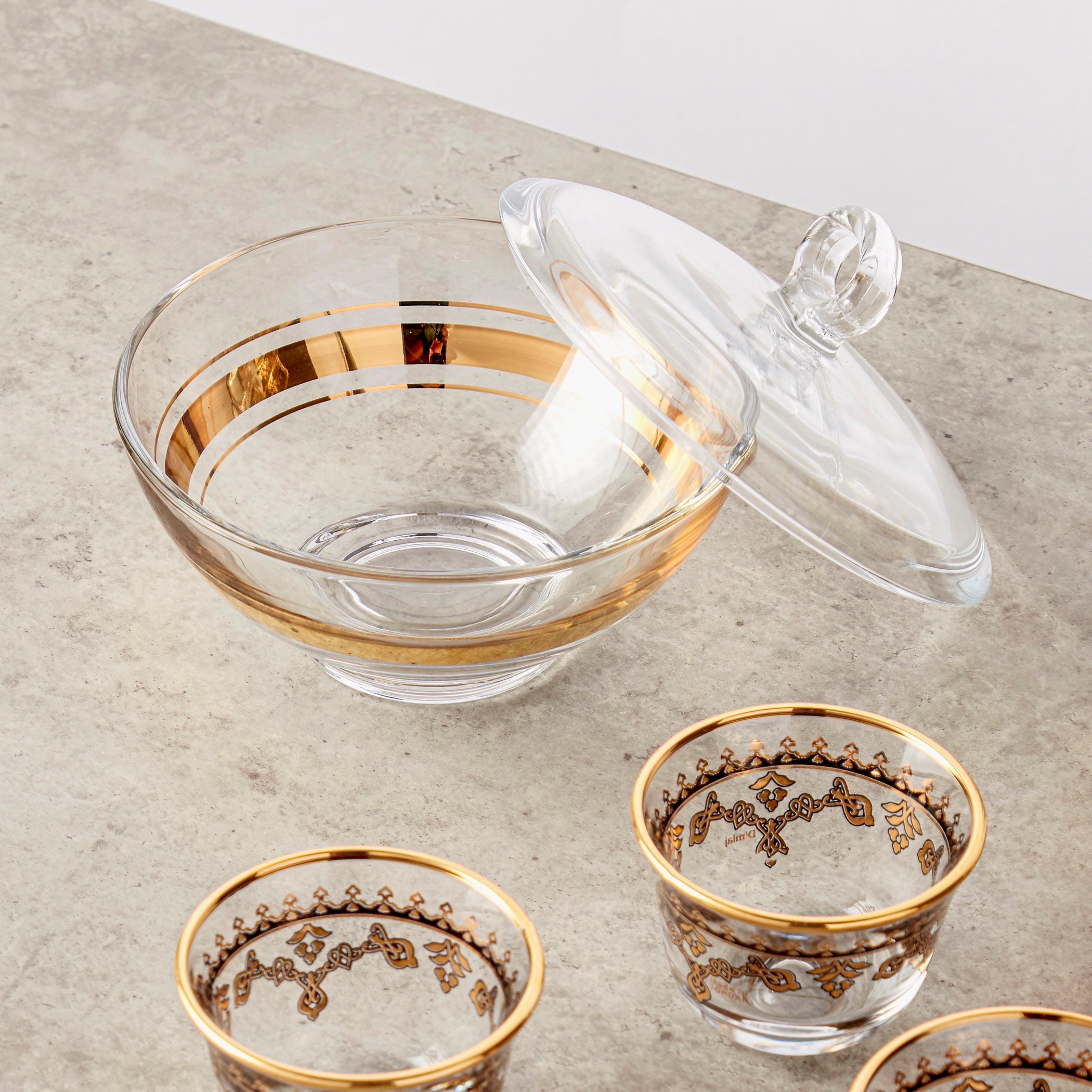طقم أواني سكر وقهوة بطبعات من ديملاج- 14 قطعة-household-dining-glassware-drinkingglasses-image-4