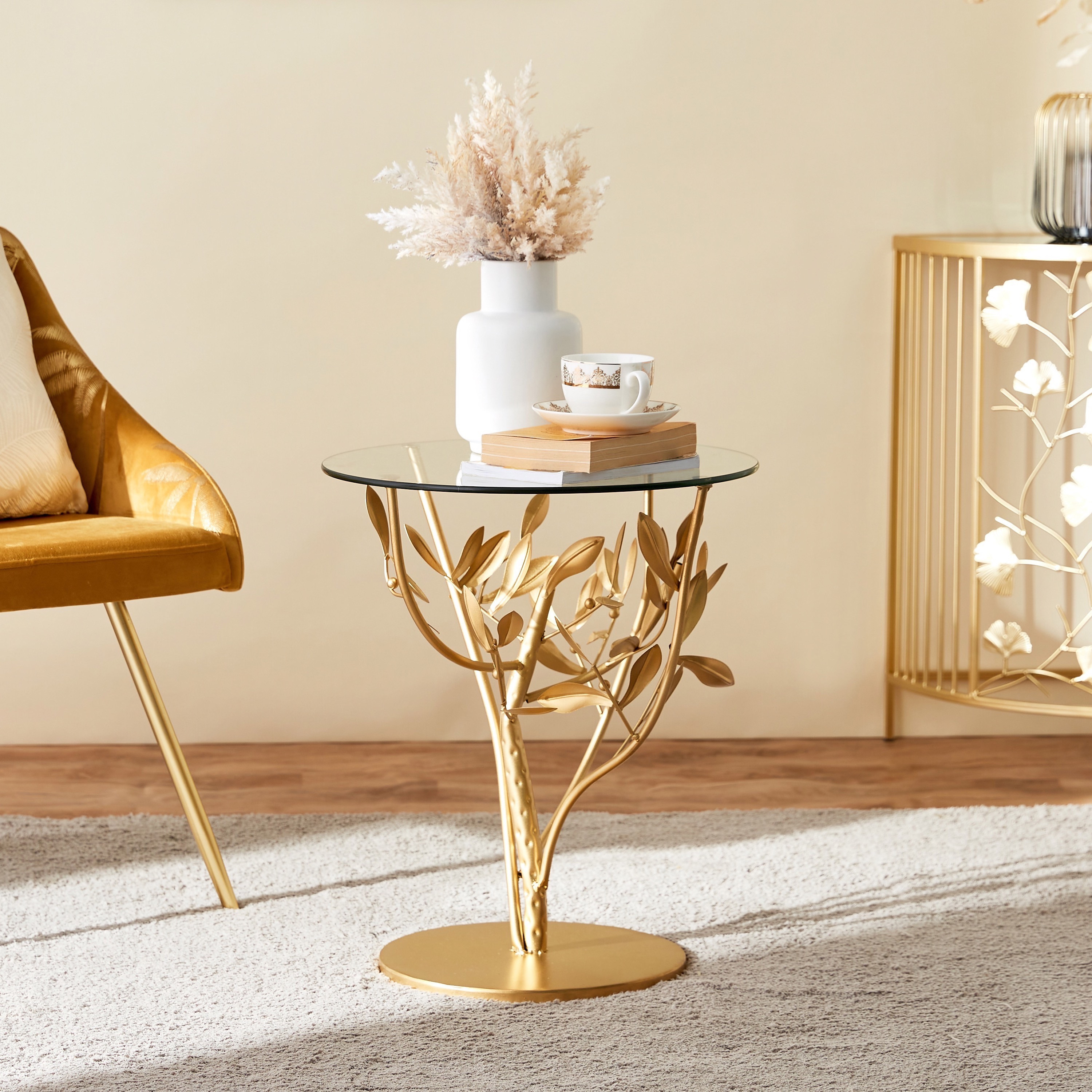 Mirrored pedestal side deals table