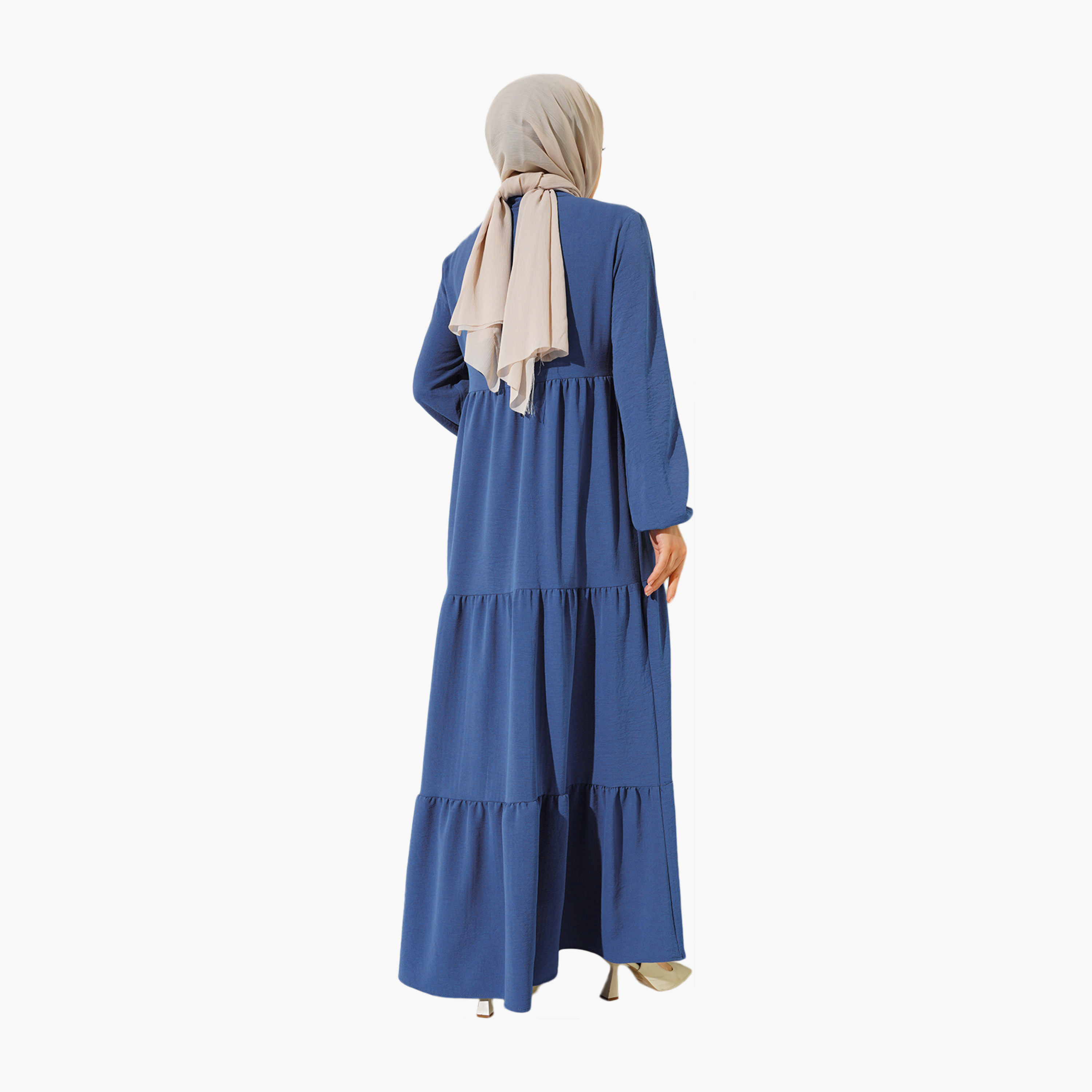 فستان ماكسي نسائي بطبقات وياقة برباط من بيجدارت-women-clothing-dresses-image-3