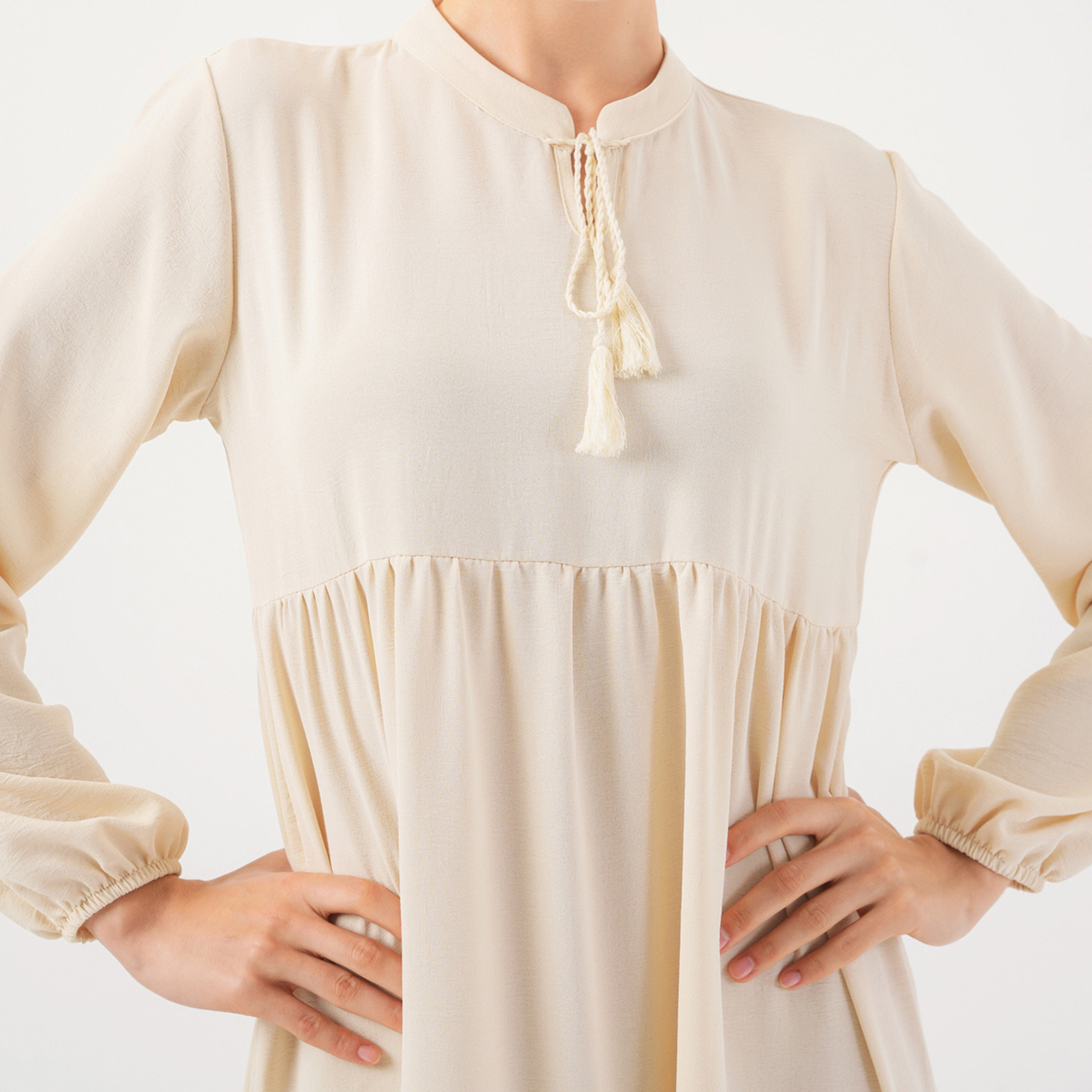 فستان ماكسي نسائي بطبقات وياقة برباط من بيجدارت-women-clothing-dresses-image-9