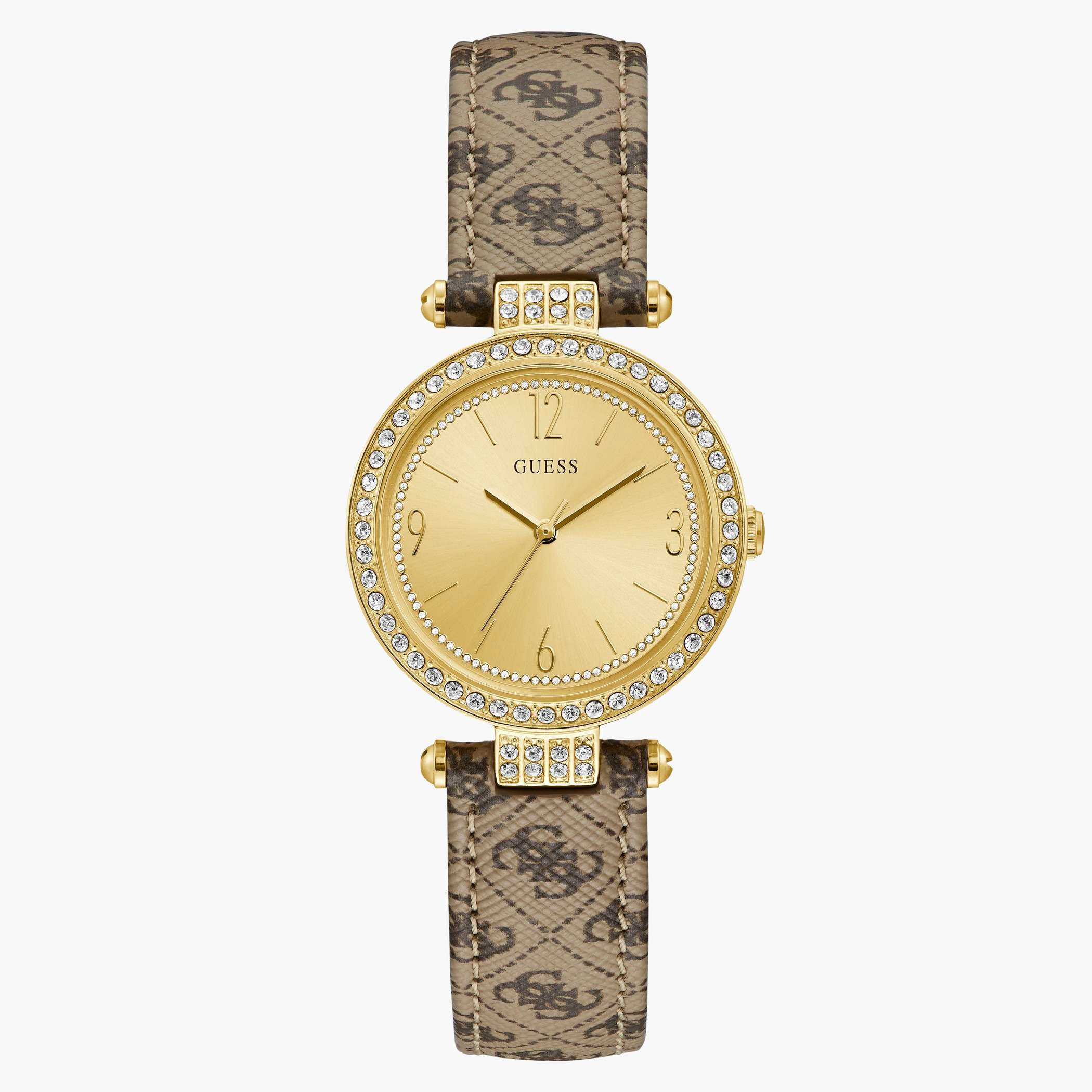 Guess Women Brown Strap with Gold Dial Analog Watch - W1230L2-women-watchesandjewellery-watches-image-1
